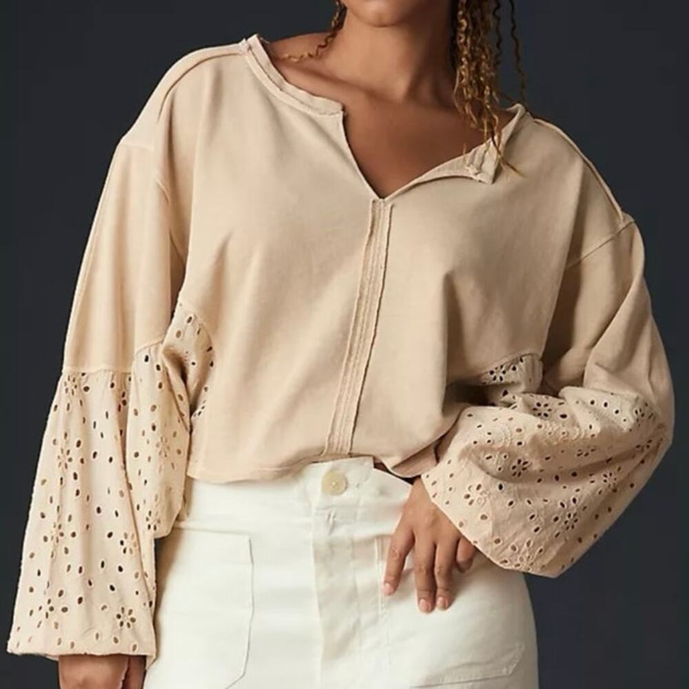 Pilcro Eyelet Sleeve Cropped Top Size Medium